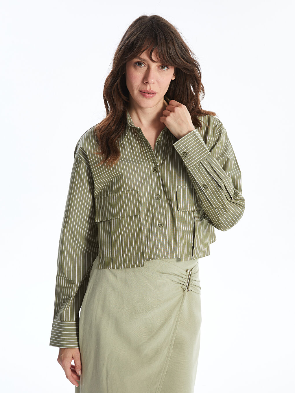 LCW Vision Chemise en Popeline Rayée pour Femmes -W44862Z8-LGE