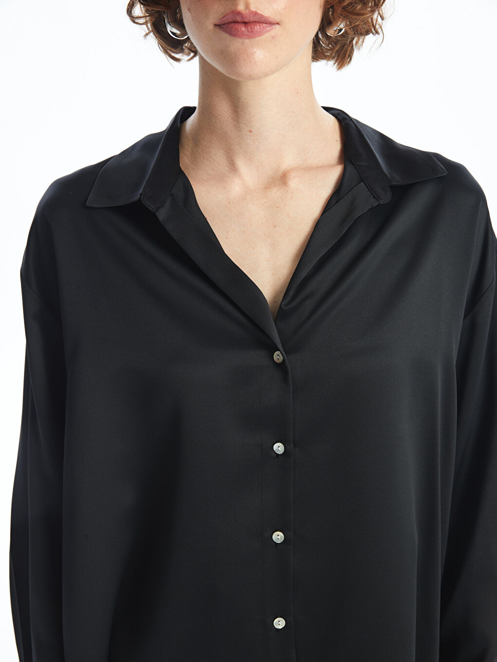 Oversize Satin Women's Shirt -W44876Z8-CVL