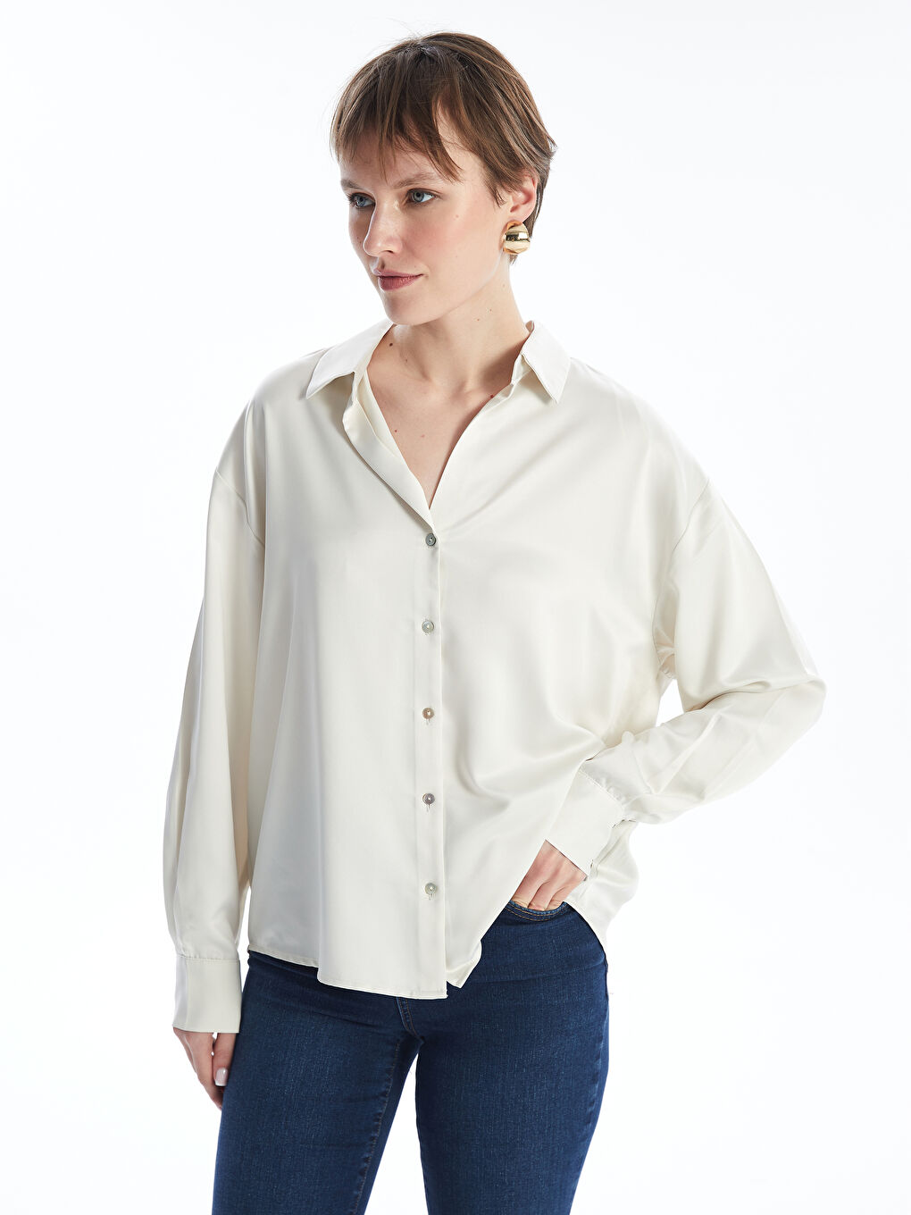 LCW Vision Oversize Satin Women's Shirt -W44876Z8-YBA