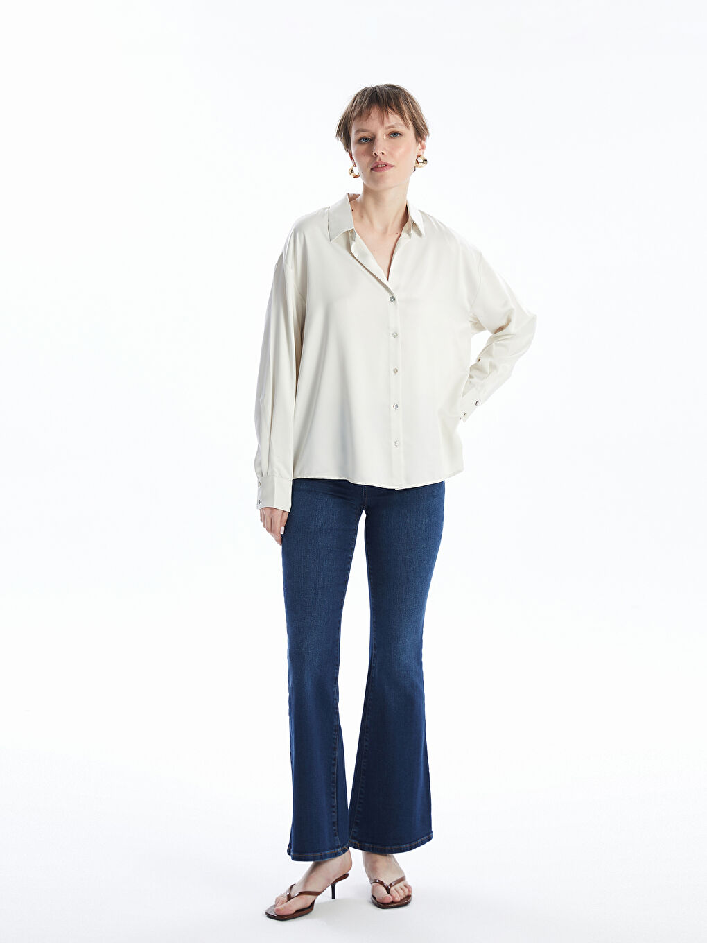 LCW Vision Oversize Satin Women's Shirt -W44876Z8-YBA