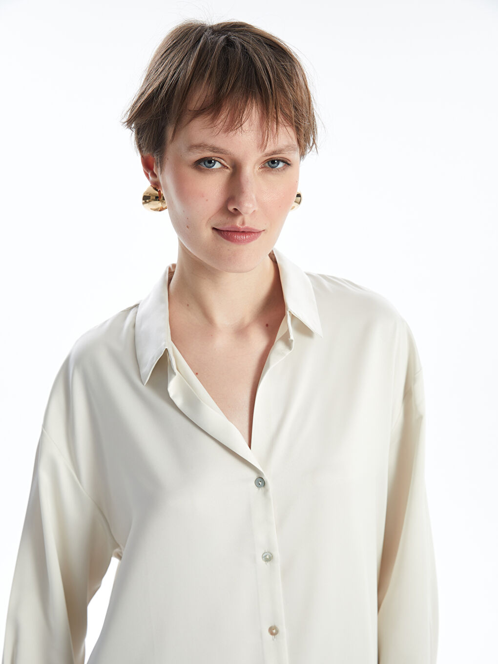 LCW Vision Oversize Satin Women's Shirt -W44876Z8-YBA