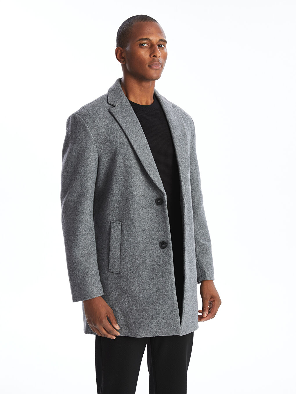 Manteau Cachet à Col de Veste pour Hommes Coupe Standard-1