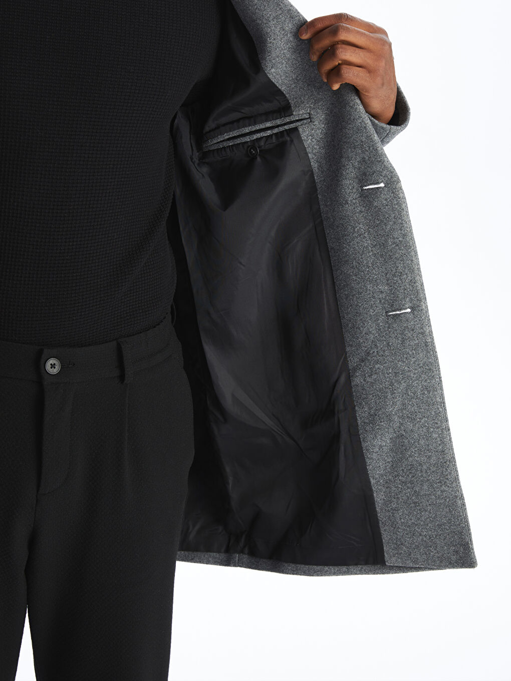 Manteau Cachet à Col de Veste pour Hommes Coupe Standard-3