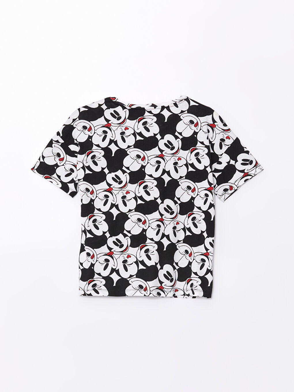 LCW Young Optik Beyaz Baskılı Bisiklet Yaka Mickey Mouse Baskılı Kısa Kollu Kadın Pijama Takımı - 6