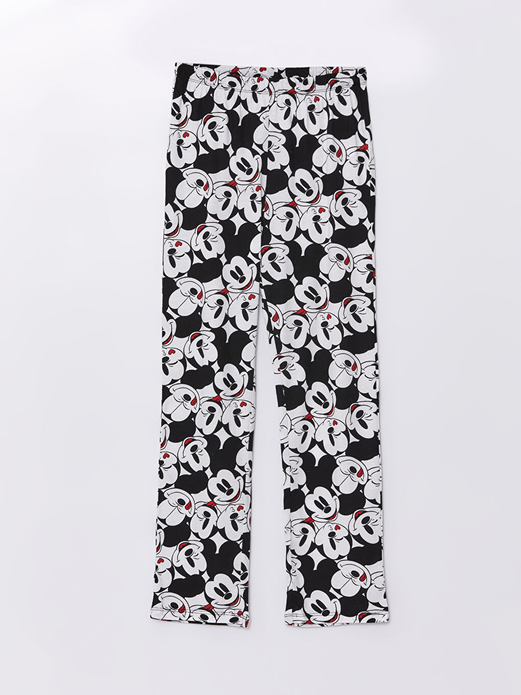 LCW Young Optik Beyaz Baskılı Bisiklet Yaka Mickey Mouse Baskılı Kısa Kollu Kadın Pijama Takımı - 7