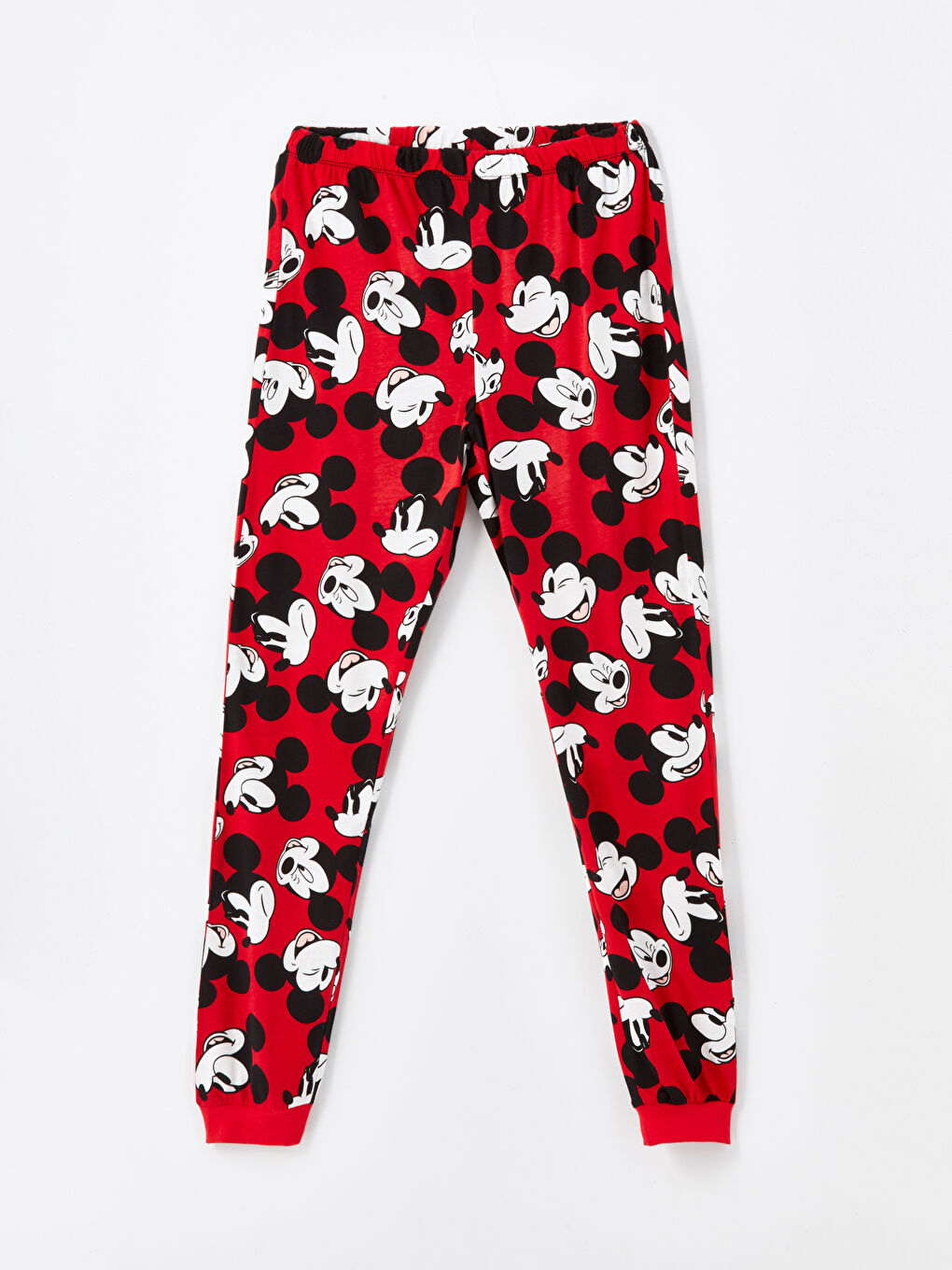 LCW Young Kırmızı Bisiklet Yaka Mickey Mouse Baskılı Kısa Kollu Kadın Pijama Takımı - 7