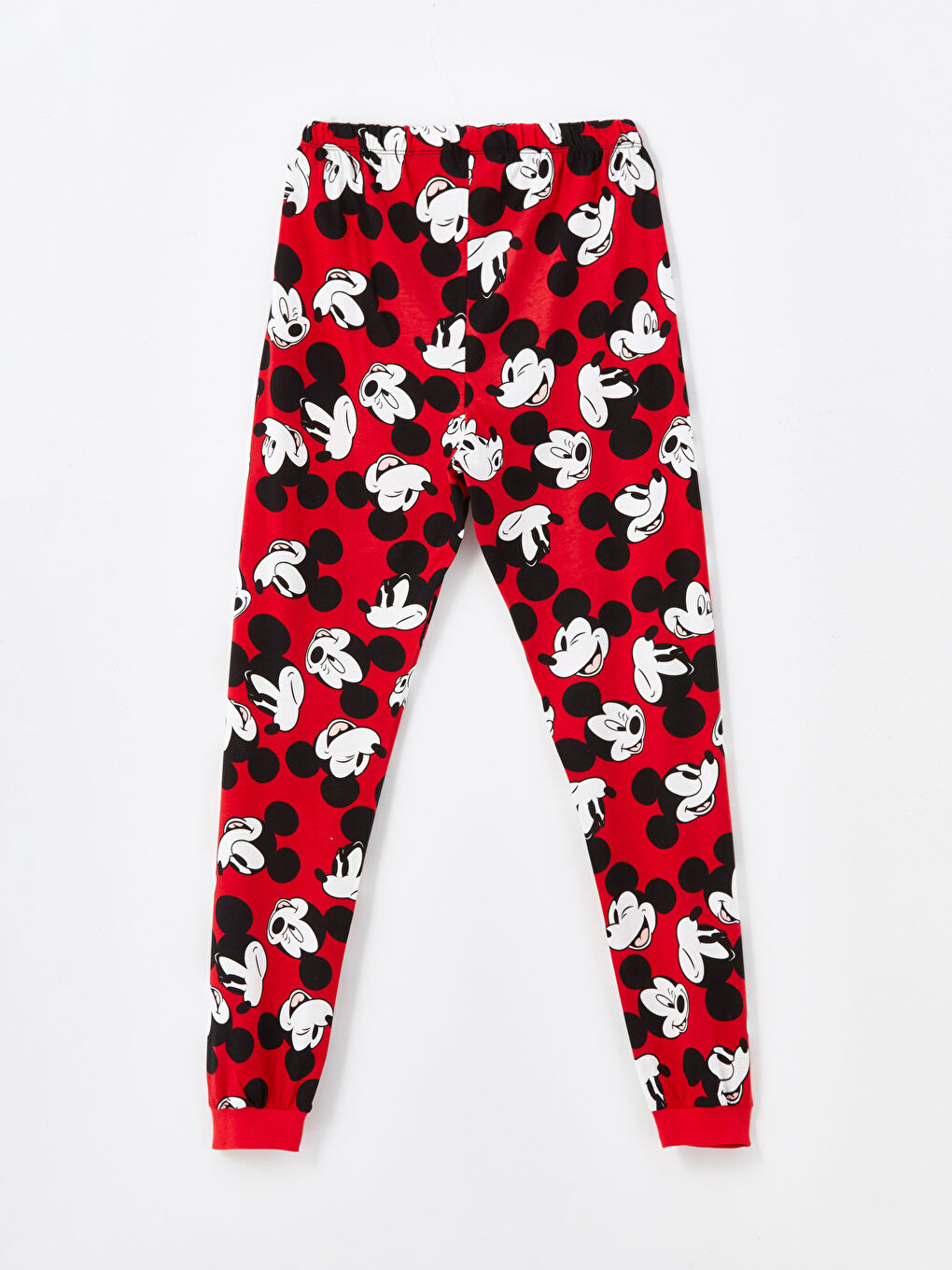 LCW Young Kırmızı Bisiklet Yaka Mickey Mouse Baskılı Kısa Kollu Kadın Pijama Takımı - 8