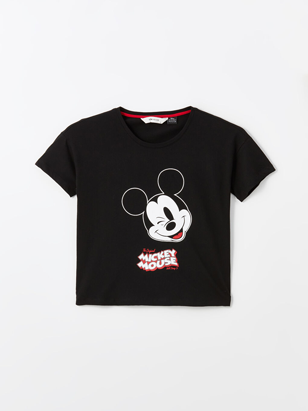 LCW Young Yeni Siyah Bisiklet Yaka Mickey Mouse Baskılı Kısa Kollu Kadın Kaprili Pijama Takımı - 5