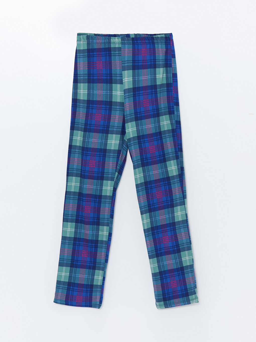 Mavi Beli Lastikli Ekose Kadın Pijama Alt