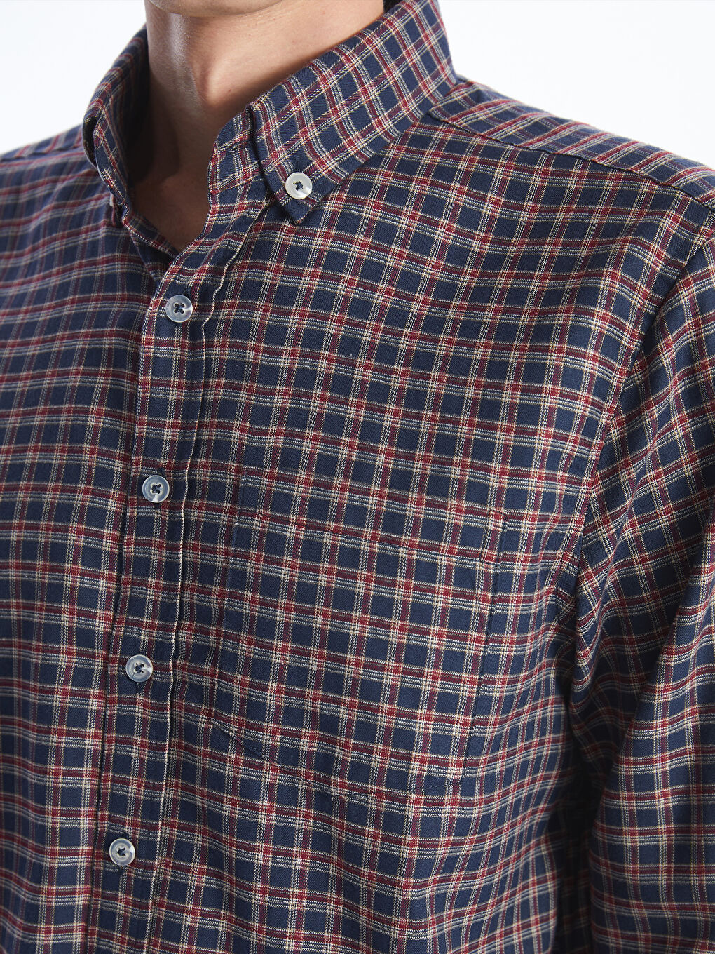 Regular Fit Long Sleeve Plaid Men's Shirt-2