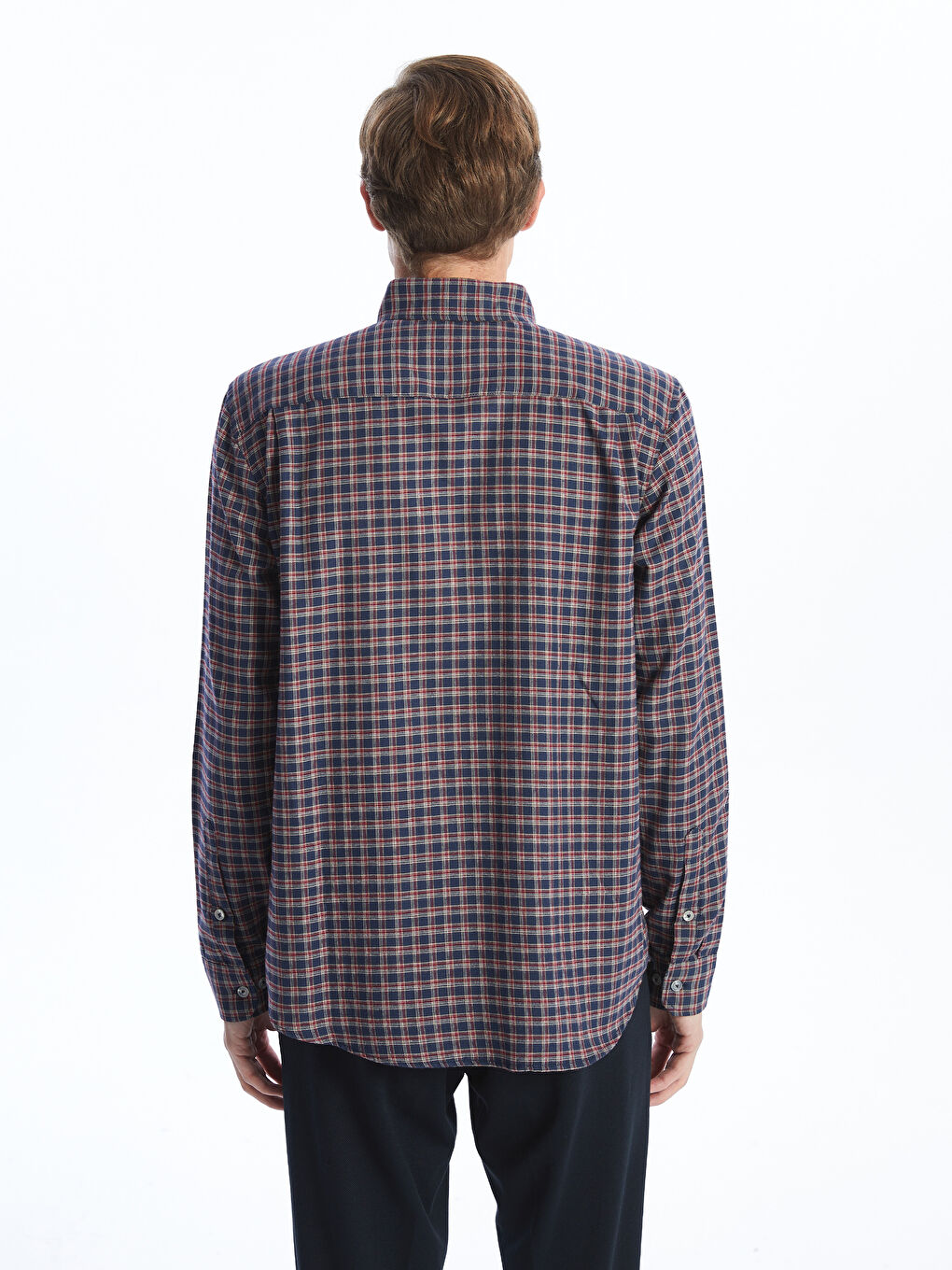 Regular Fit Long Sleeve Plaid Men's Shirt-3