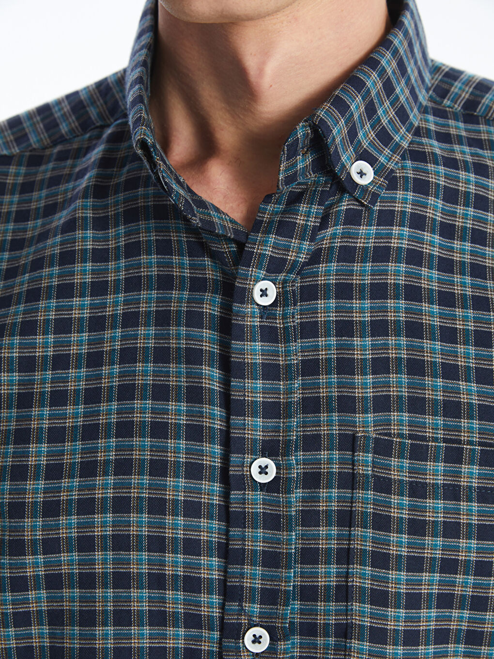 Regular Fit Long Sleeve Plaid Men's Shirt-2
