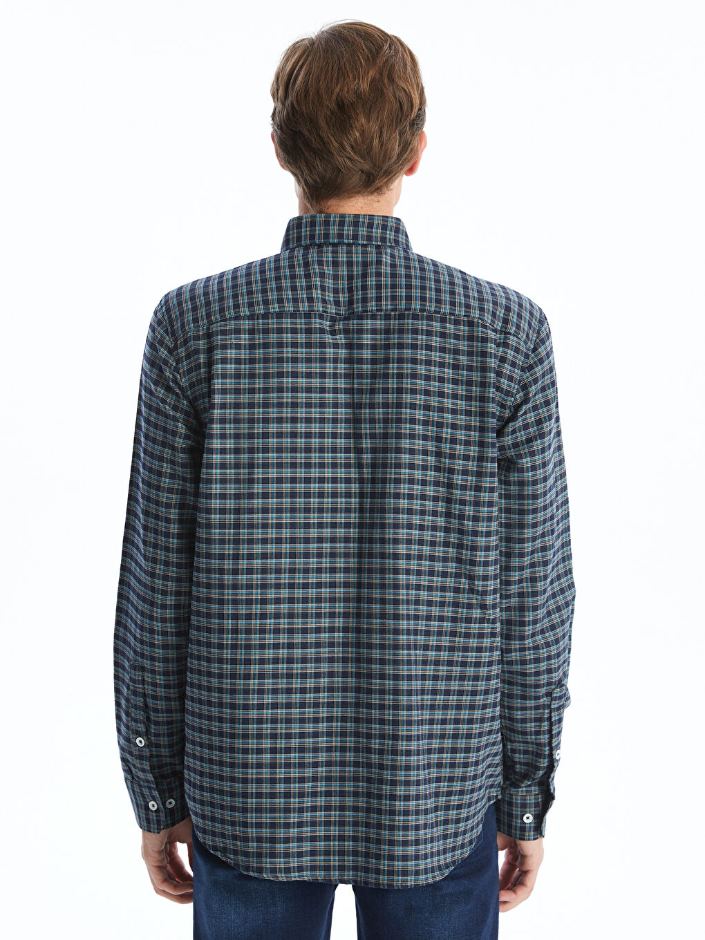 Regular Fit Long Sleeve Plaid Men's Shirt-3
