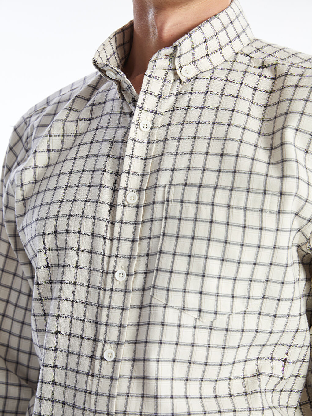 قميص كاروهات كم طويل عادي للرجال-2