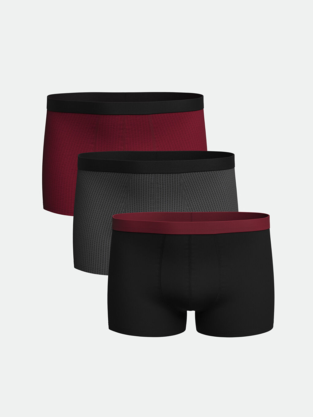 LC WAIKIKI Bordo Standart Kalıp Pamuklu Esnek Erkek Boxer 3'lü