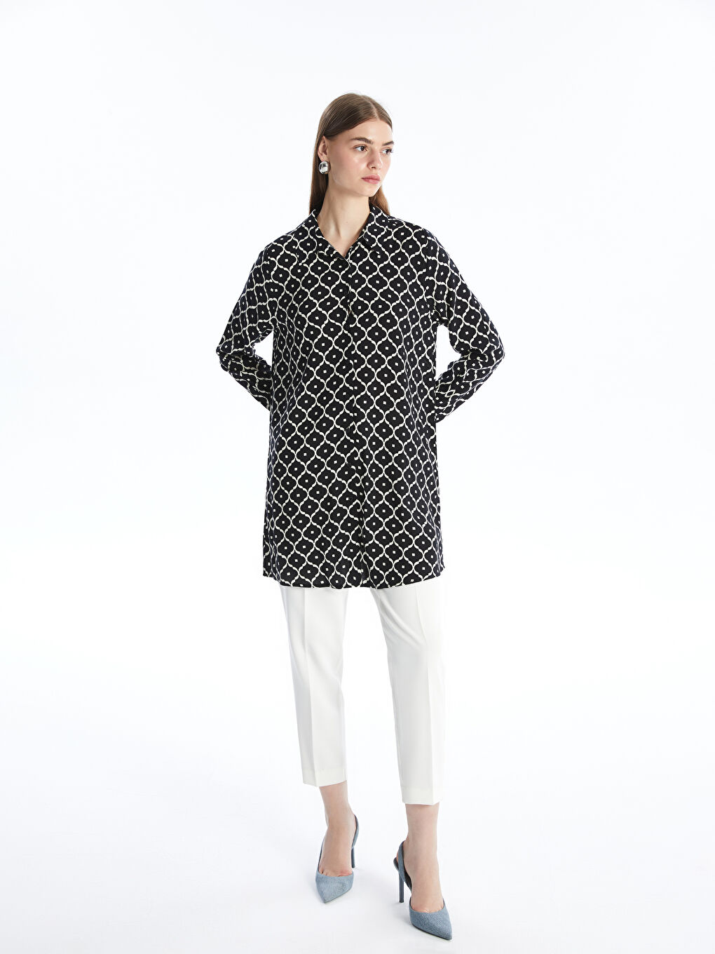 Patterned Women's Shirt Tunic-1