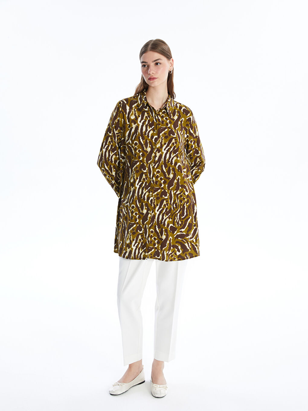 تونيك قميص نسائي منقوش-1