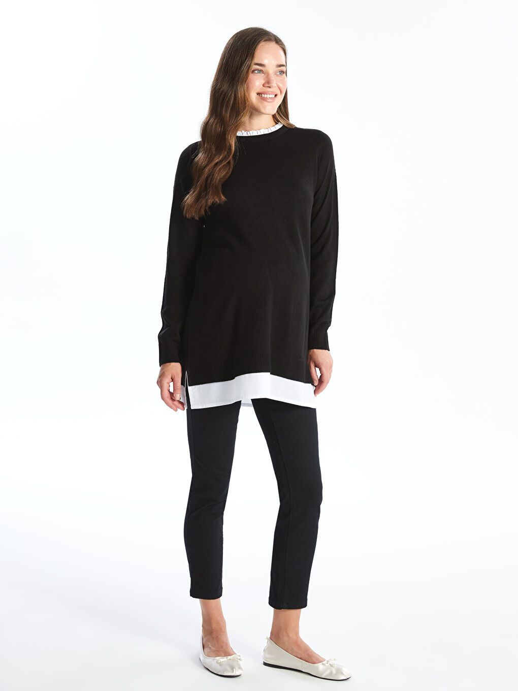 LCW Pantalone za trudnice od kepera sa panelom preko stomaka -W44988Z8-CVL