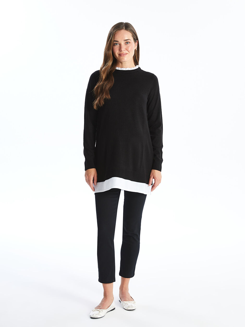 LCW Pantalone za trudnice od kepera sa panelom preko stomaka -W44988Z8-CVL