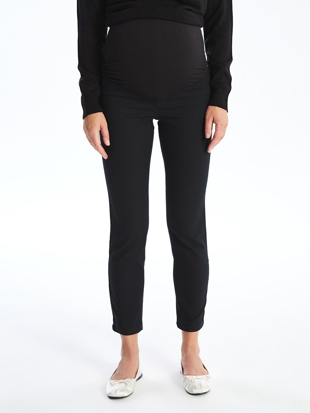 LCW Pantalone za trudnice od kepera sa panelom preko stomaka -W44988Z8-CVL