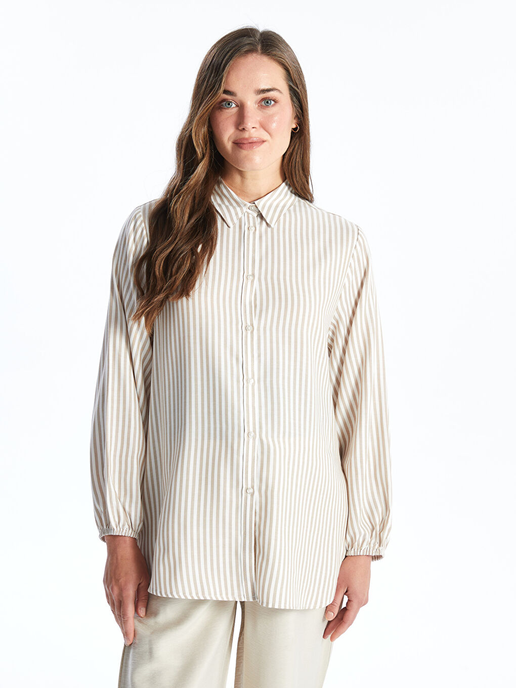 LCWAIKIKI Maternity Striped Long Sleeve Maternity Shirt -W44991Z8-LE8