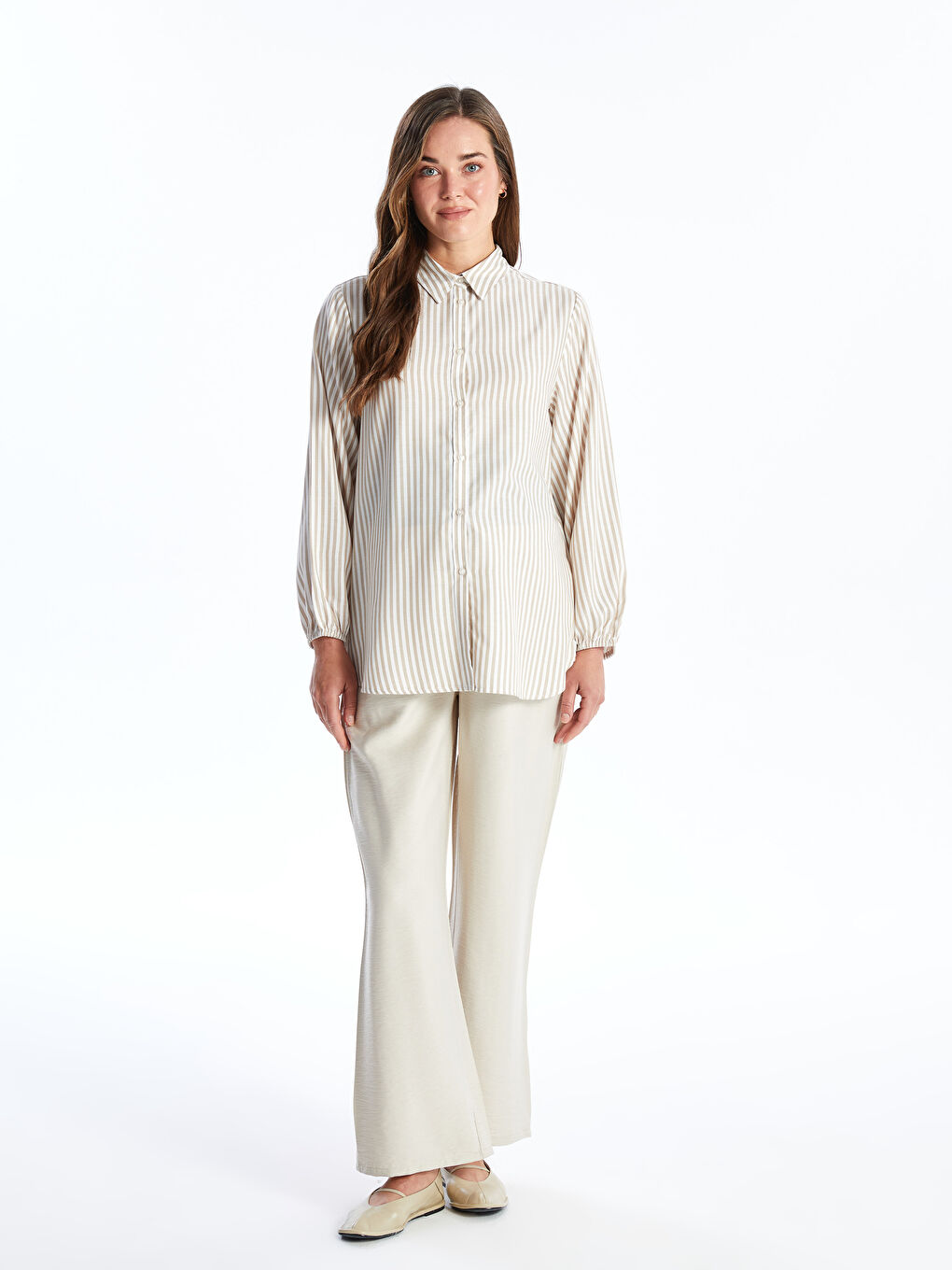 LCWAIKIKI Maternity Striped Long Sleeve Maternity Shirt -W44991Z8-LE8