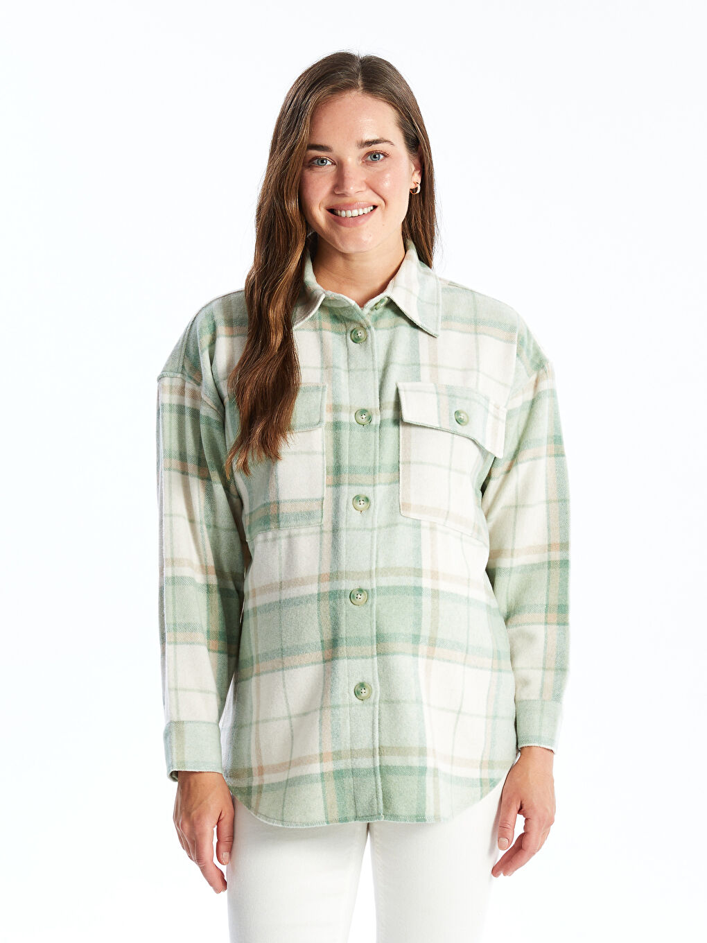 LCWAIKIKI Maternity قميص خارجي أخضر امرأة -W44993Z8-LME