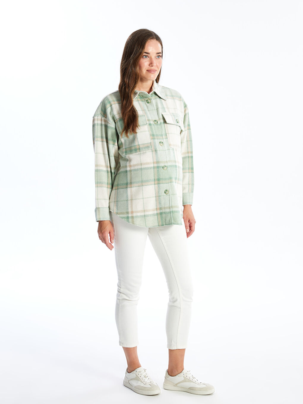 LCWAIKIKI Maternity قميص خارجي أخضر امرأة -W44993Z8-LME