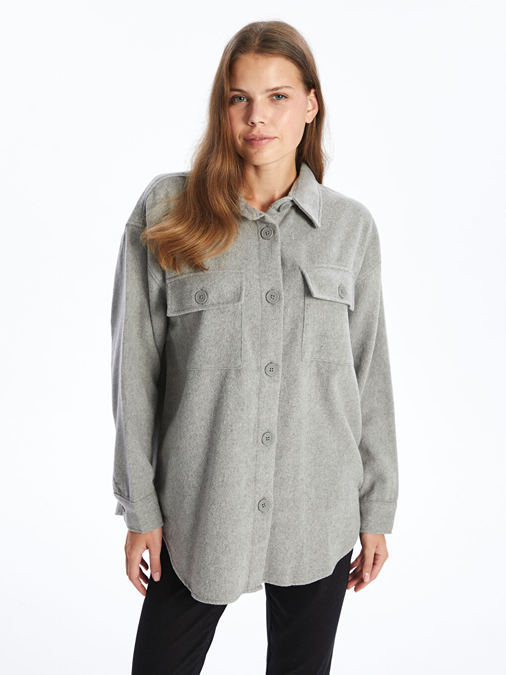 LCWAIKIKI Maternity Oversize Maternity Shirt Jacket -W44996Z8-JMD
