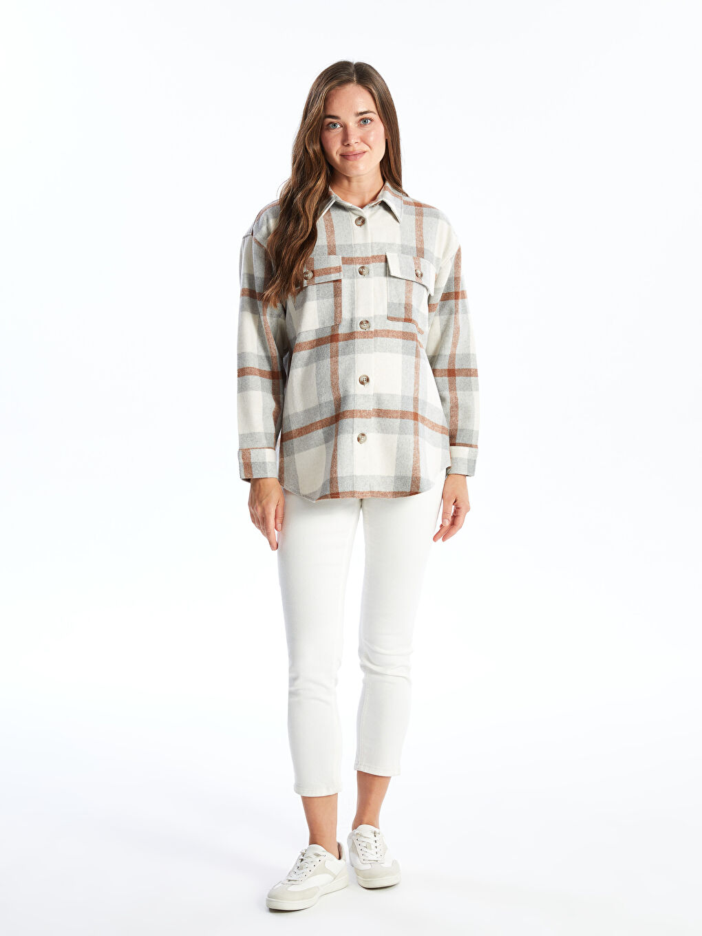 LCWAIKIKI Maternity Plaid Oversize Maternity Shirt Jacket -W44996Z8-LKQ