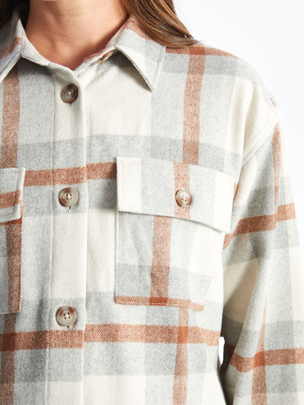 LCWAIKIKI Maternity Plaid Oversize Maternity Shirt Jacket -W44996Z8-LKQ