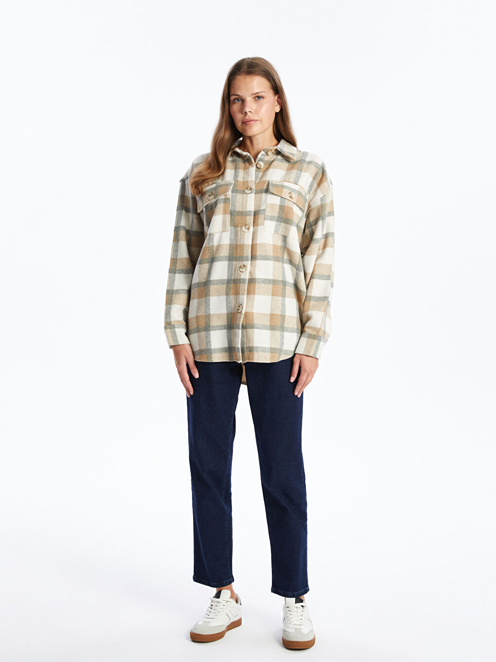 Plaid Oversize Maternity Shirt Jacket-1