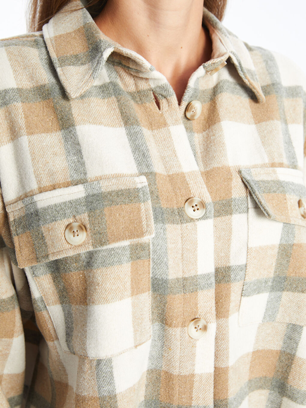 Plaid Oversize Maternity Shirt Jacket-2