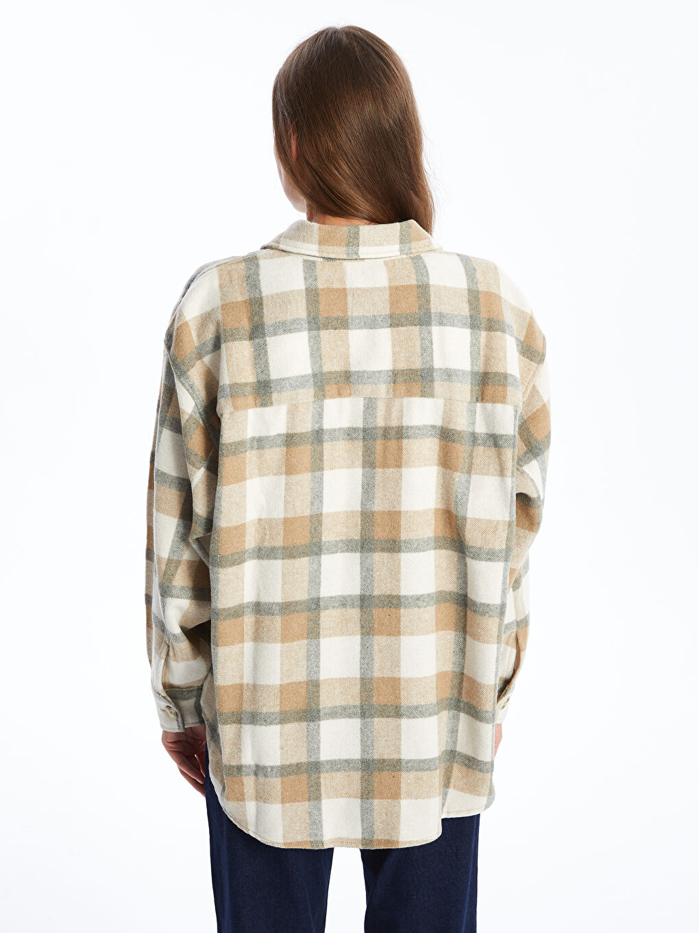 Plaid Oversize Maternity Shirt Jacket-3