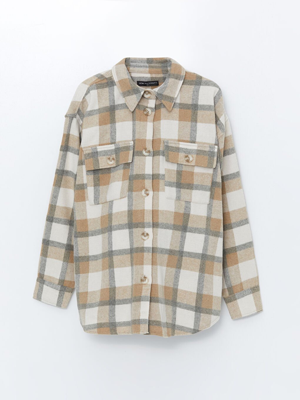 Plaid Oversize Maternity Shirt Jacket-4