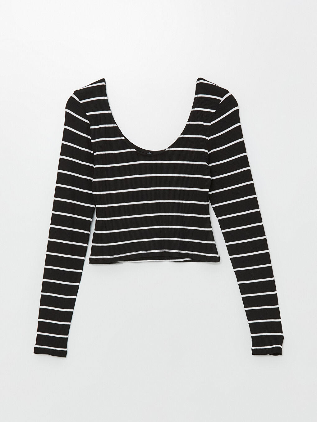 LCW Vision U Neck Striped Long Sleeve Women's Crop Top -W45106Z8-LEG