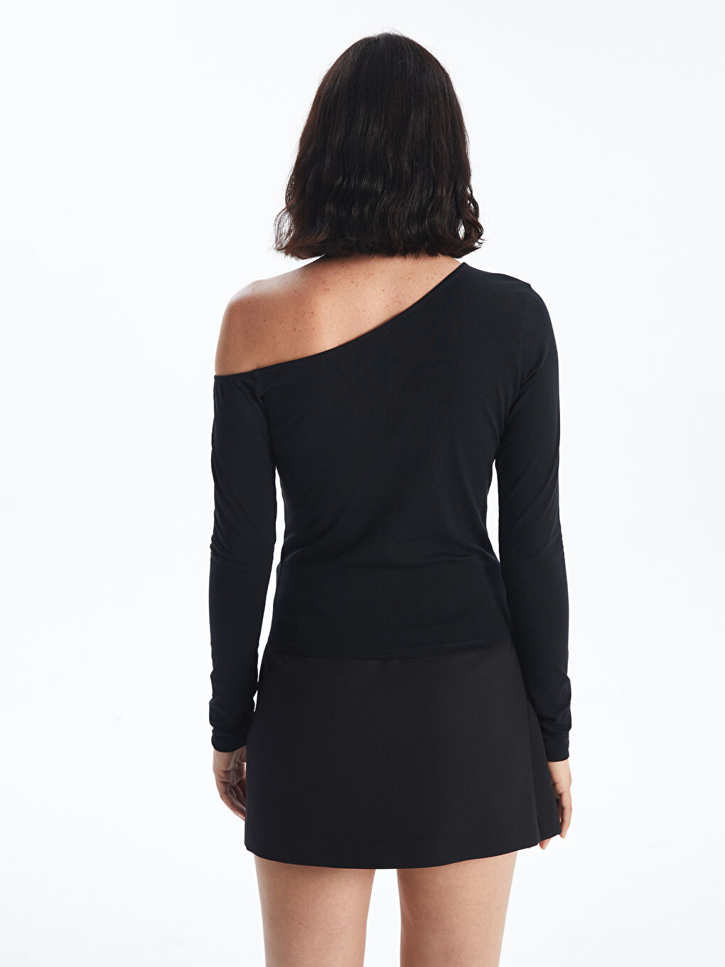 LCW Vision Schulterfreier Ausschnitt Schlichte Langarm Bluse für Damen -W45114Z8-CVL