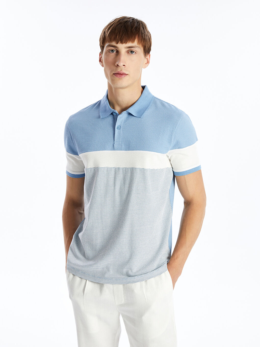 LCW Vision Polo Neck Short Sleeve Color Block Men's T-Shirt -W45144Z8-J0M