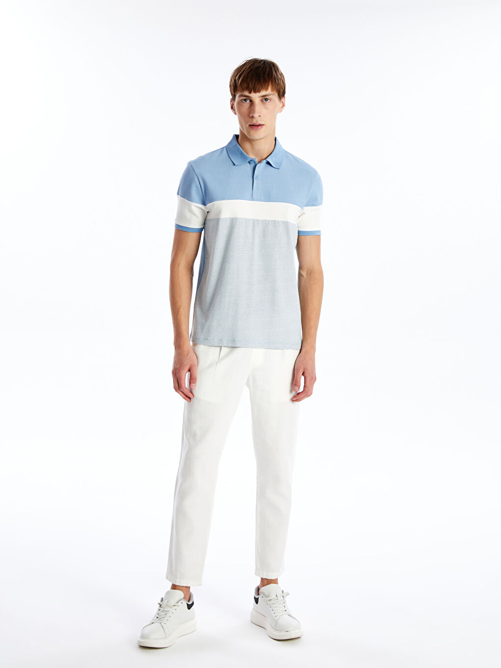 LCW Vision Polo Neck Short Sleeve Color Block Men's T-Shirt -W45144Z8-J0M