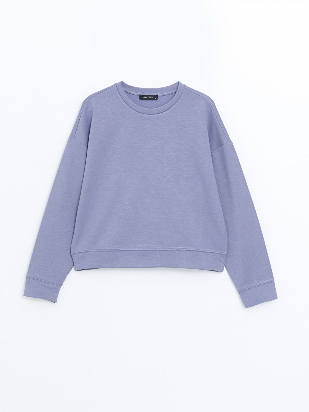 LCW Vision Mat Lila Bisiklet Yaka Oversize Kadın Sweatshirt - 4