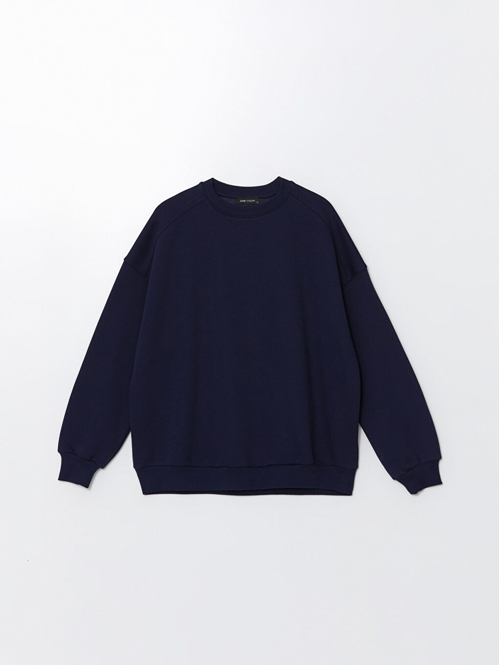 LCW Vision Lacivert Bisiklet Yaka Oversize Kadın Kalın Sweatshirt - 4