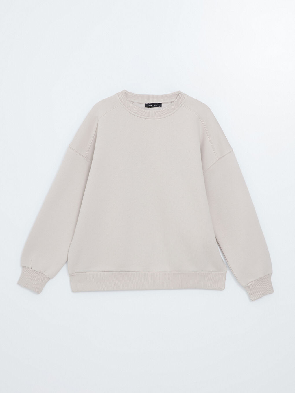 LCW Vision Açık Gri Bisiklet Yaka Oversize Kadın Sweatshirt - 4