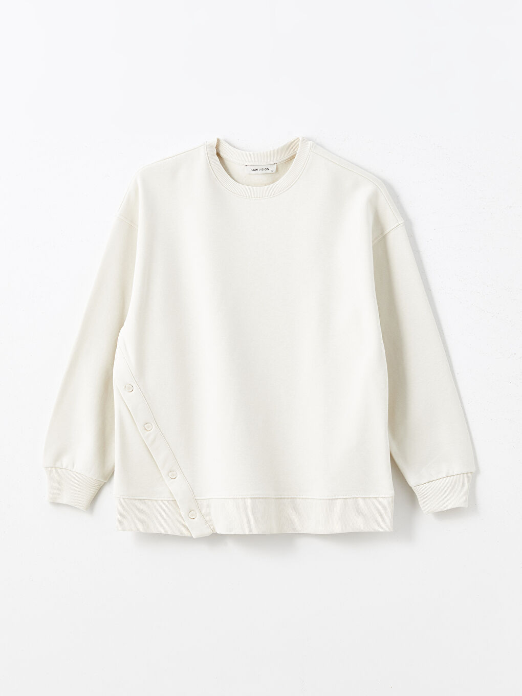 LCW Vision Taş Rengi Bisiklet Yaka Oversize Kadın Kalın Sweatshirt - 4