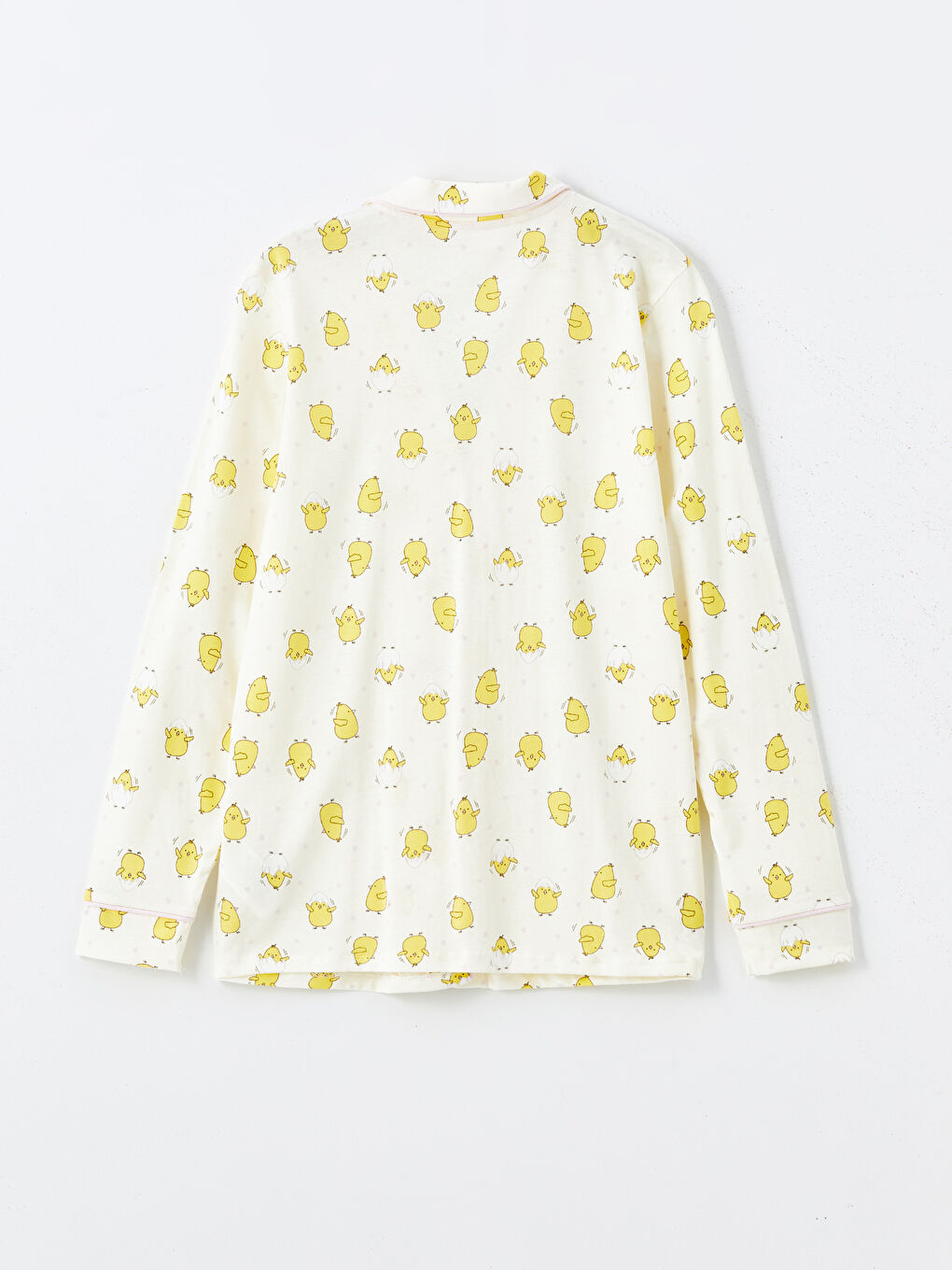 Ekru Gömlek Yaka Baskılı Hamile Pijama Üstü-1