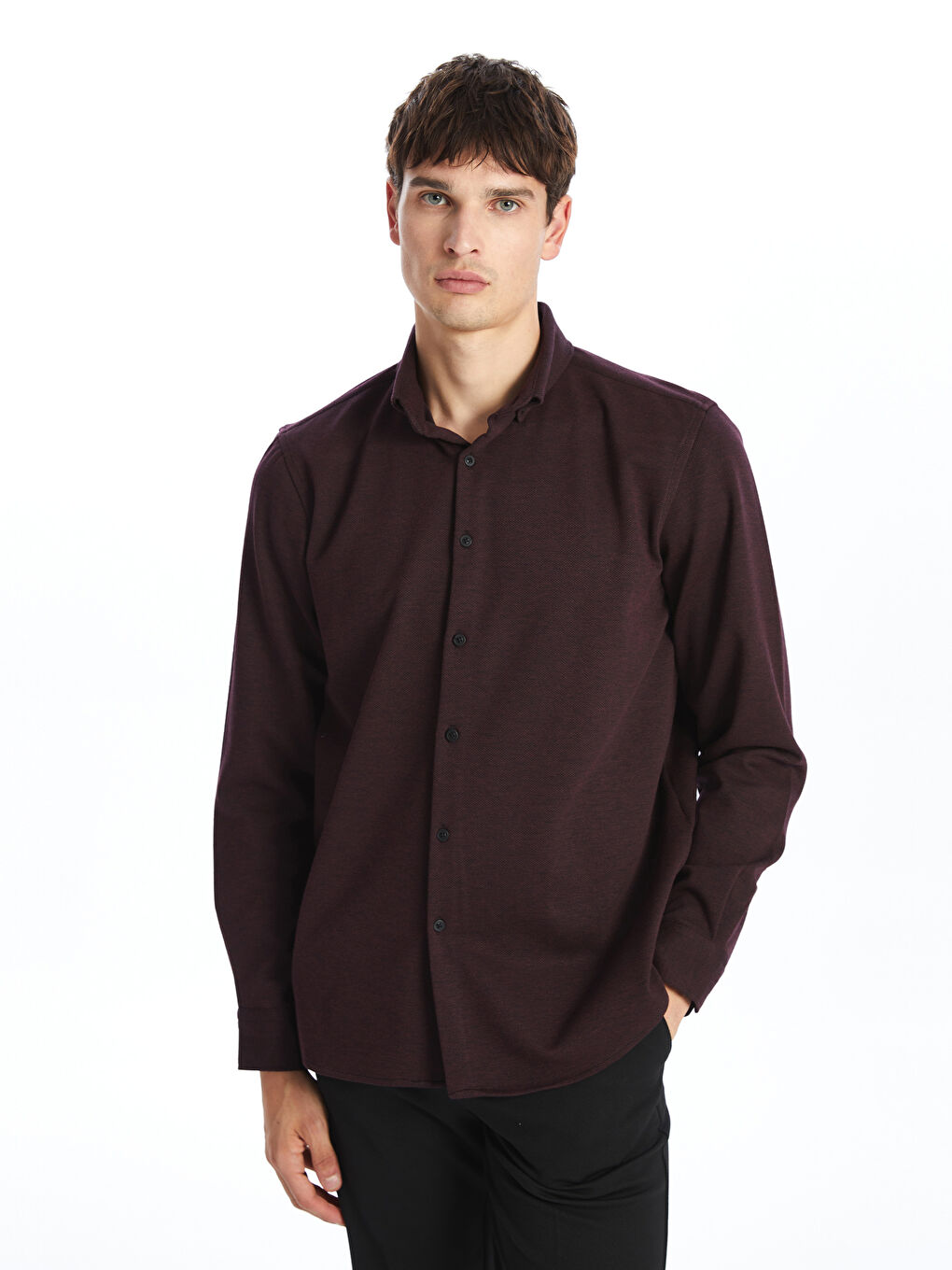 SOUTHBLUE Bordo Slim Fit Uzun Kollu Erkek Gömlek