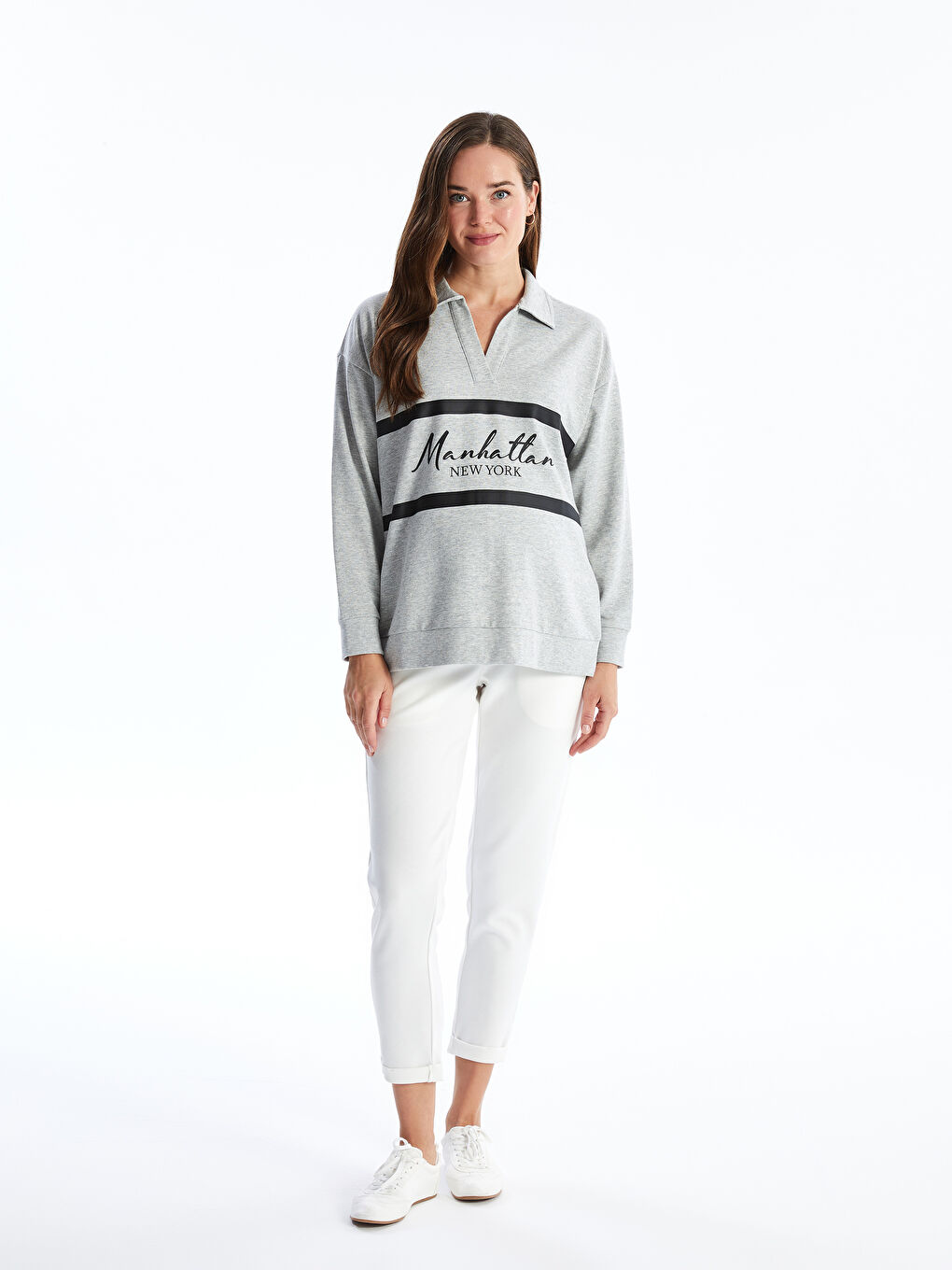 LCWAIKIKI Maternity Rollkragen Besticktes Oversize Umstands-Sweatshirt -W45372Z8-EFN