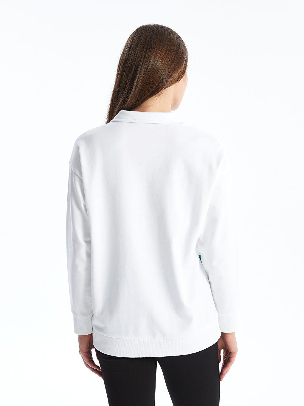 LCWAIKIKI Maternity Polo Neck Embroidered Oversize Maternity Sweatshirt -W45372Z8-FFB