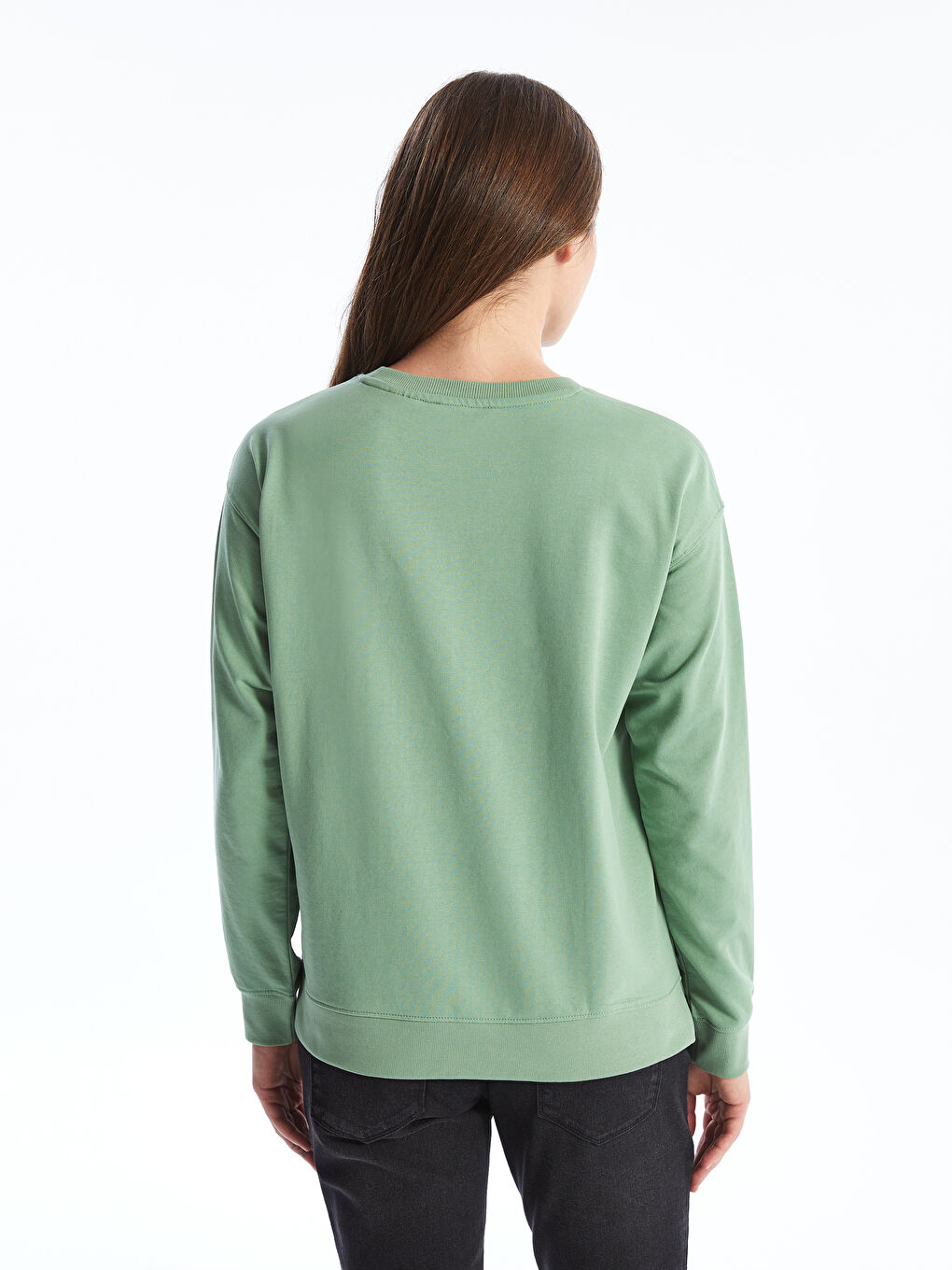 Hanorac Supradimensionat pentru Femei cu Guler Rotund Imprimat Mickey Mouse-3