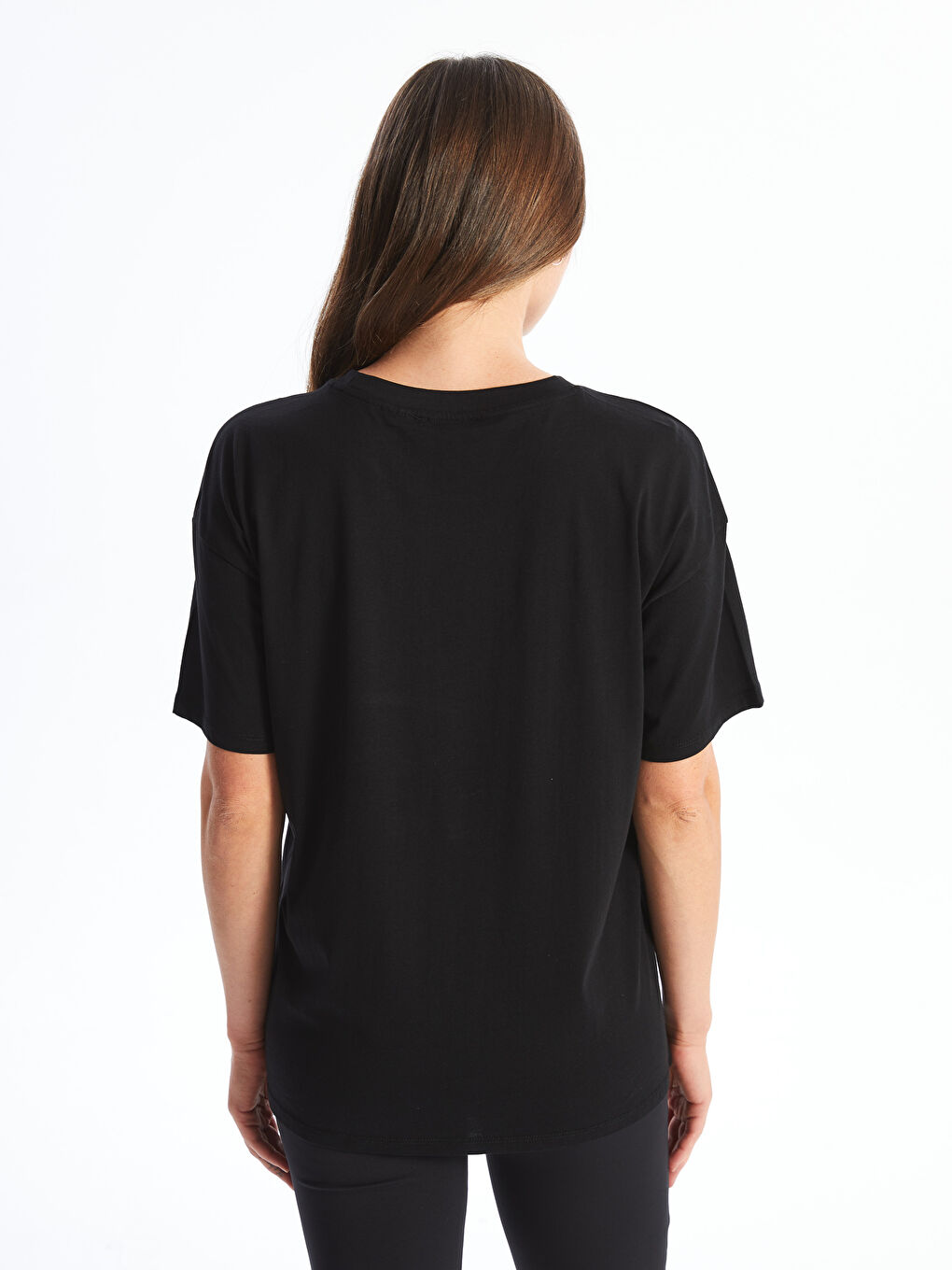 Crew Neck Mickey Mouse Printed Short Sleeve Oversize Maternity T-Shirt-4