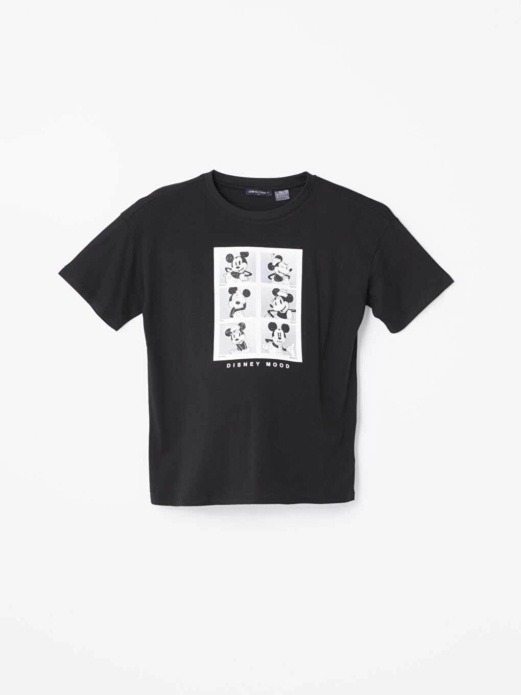 Crew Neck Mickey Mouse Printed Short Sleeve Oversize Maternity T-Shirt-5